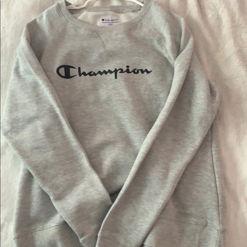 women’s grey champion crew neck